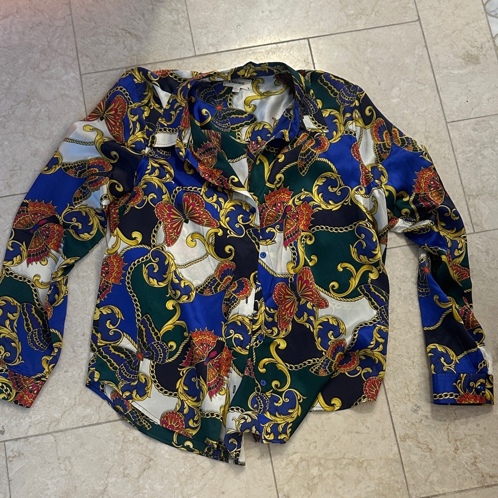 L'AGENCE Vibrant Patterned Button Down Shirt - image 1